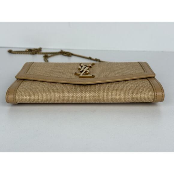 Saint Laurent Micro Raffia Monogram Uptown Chain Wallet – Natural Hay Blush - Picture 7 of 16